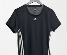 ADIDAS Training 3 Stripe T-Shirt Black Size S!
