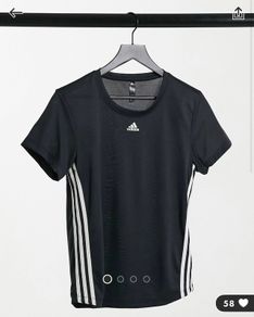 ADIDAS Training 3 Stripe T-Shirt Black Size S!
