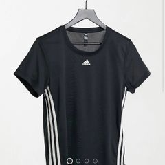 ADIDAS Training 3 Stripe T-Shirt Black Size S!