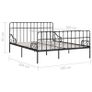 Bed Frame with Slatted Base Black Metal 180x200 cm Image 3