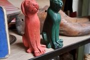 Vintage Wooden Dog &amp; Cat