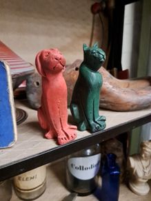 Vintage Wooden Dog & Cat