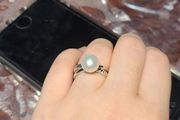 Perlaviva Genuine Freshwater Pearls in Rhodium-Plated 925 Silver Ring