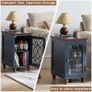 Slim Bedside Table, Farmhouse Nightstand, Glass Door Narrow Bedside Table with Storage, Blue Slim Bedside Cabinets with Adjustable Shelf, Small Side Tables Living Room, Bedroom Image 5