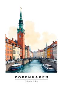 Copenhagen Wall Art Print, Travel Art Poster