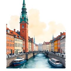 Copenhagen Wall Art Print, Travel Art Poster