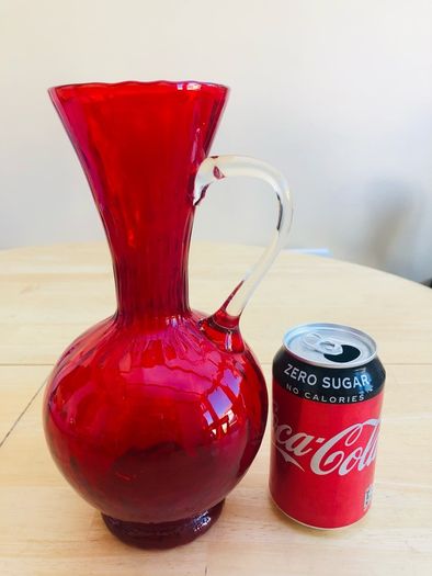 Large Vintage Cranberry Glass Jug