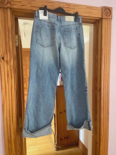 Stradivarius (Zara Group) Tall High Waist Straight Wide Leg Jeans   Size 42 UK 14