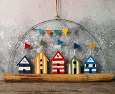 Colourful Beach Huts Hanging Decoration