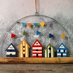 Colourful Beach Huts Hanging Decoration