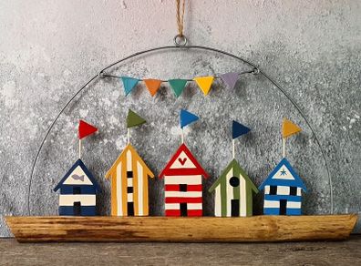 Colourful Beach Huts Hanging Decoration