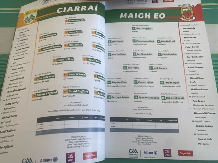 Mayo v Kerry All Ireland Final Programme