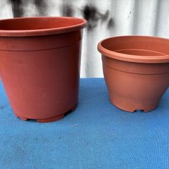 2 plastic flower pots