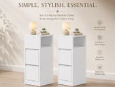 Set of 2 Narrow Bedside Tables with 2 Drawers  White
