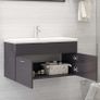 Sink Cabinet with Built-in Basin High Gloss Grey Chipboard Image 3