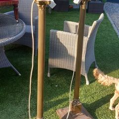 Pair of v heavy Corinthinian lamp stands fully working, tall, Irish, D18