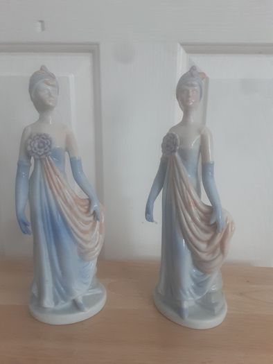 Ornament/Two Glazed Lady Figurines ..  for12.00euro