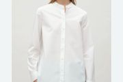 COS White Cotton Grandad Collar Shirt Blouse