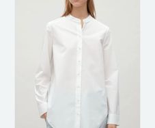 COS White Cotton Grandad Collar Shirt Blouse