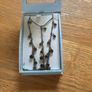 Green long hang earrings & green stone chain to match Image 2