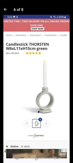 JYSK porcelin candlestick holder green