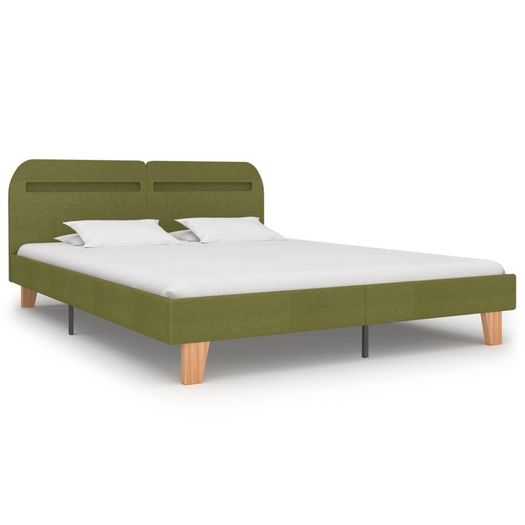 Bed Frame with LED Green Fabric 150x200 cm