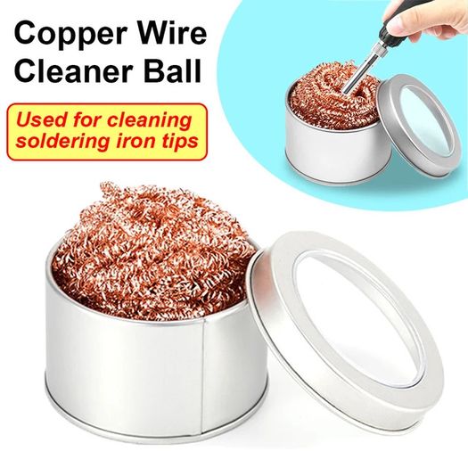 Cleaning Ball Desoldering Soldering Iron Mesh Filter Cleaning Nozzle Tip Copper Wire Cleaner Ball Metal Dross Box Clean Ball