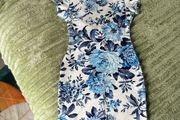 QUIZ blue flowers design dress size 8 NEW