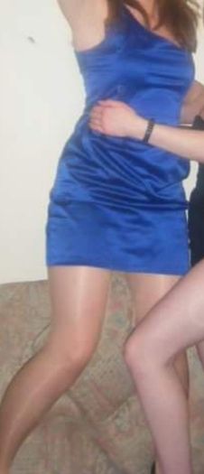 Blue one shoulder mini dress with pockets