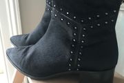 black leather Maruti ankle boots