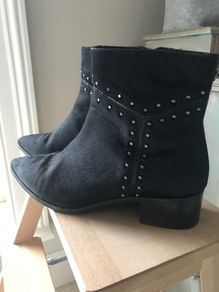 black leather Maruti ankle boots