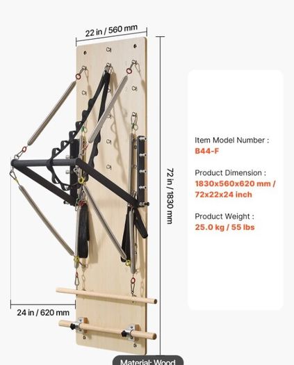 Wall-Mounted Pilates Reformer Springboard Maple Wood Resistance Training System for Home & Studio