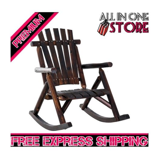 Fir Wood Outdoor Adirondack Rocking Armchair Brown (FREE SHIPPING)