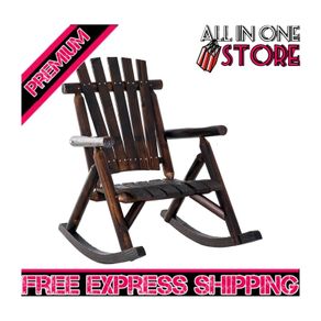 Fir Wood Outdoor Adirondack Rocking Armchair Brown (FREE SHIPPING)