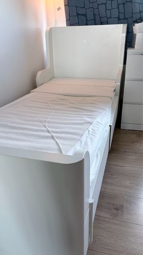 IKEA BUSUNGE Extendable Kids Bed + Mattress Included