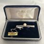 Vintage Japanese Misuzu Genuine Pearl SILVER Tie Clip Bar Boxed Toba Japan Image 7