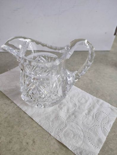 Vintage Bohemia Hand Cut Lead Crystal 24% Au Plomb Czechoslovakia  Cream or milk jug
