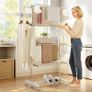 4-Layer Folding Cloth Rail, Adjustable Garment Rack with Wheels for Bedroom, Balcony, Silver Image 5
