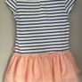 Billieblush girls white & blue striped dress with peach tulle Age 3 V.good condition Image 3