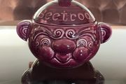 Vintage Sadler Pottery Beetroot Funny Face Lidded Jar Glazed Burgundy