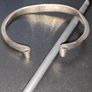 Vintage 960 silver  Modernist cuff bracelet with unique scroll ends Image 2