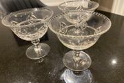 Stuart crystal etched  champagne Coupes Fabulous