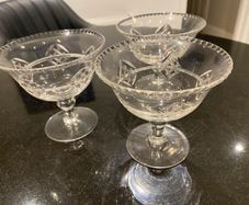 Stuart crystal etched  champagne Coupes Fabulous