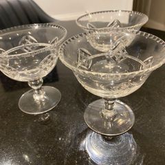 Stuart crystal etched  champagne Coupes Fabulous