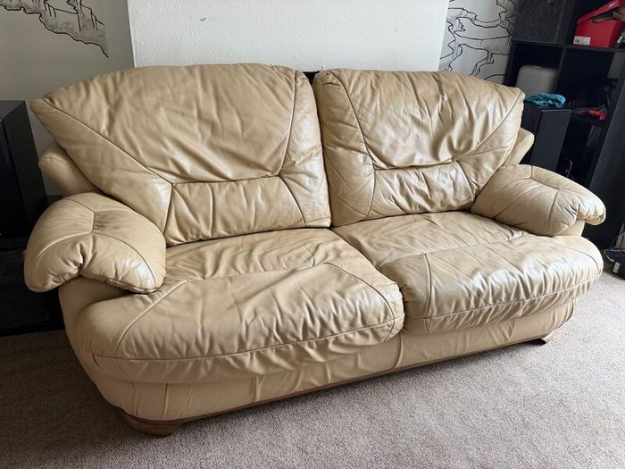 Free!- 3 seater sofa real leather hardwood
