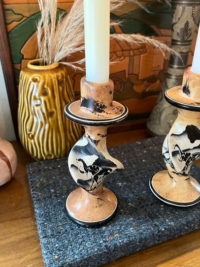 Vintage African Soapstone Elephant Candlesticks
