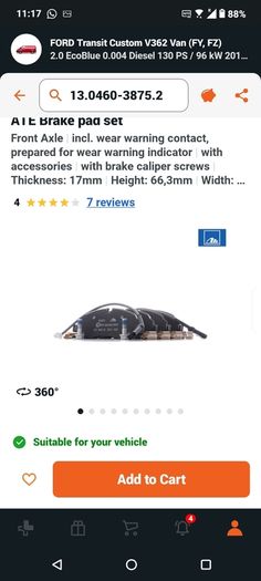 Front brake disck and pads ford transit custom and transit