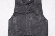 Princess Polly Black Moto Biker Goth Grunge Eyelet Zip Faux Leather Vest Waistcoat XS/S