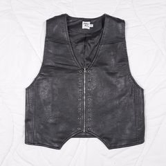 Princess Polly Black Moto Biker Goth Grunge Eyelet Zip Faux Leather Vest Waistcoat XS/S