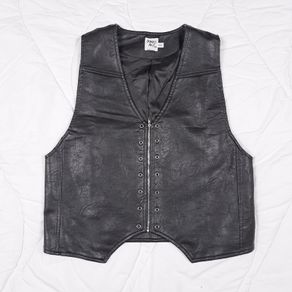 Princess Polly Black Moto Biker Goth Grunge Eyelet Zip Faux Leather Vest Waistcoat XS/S